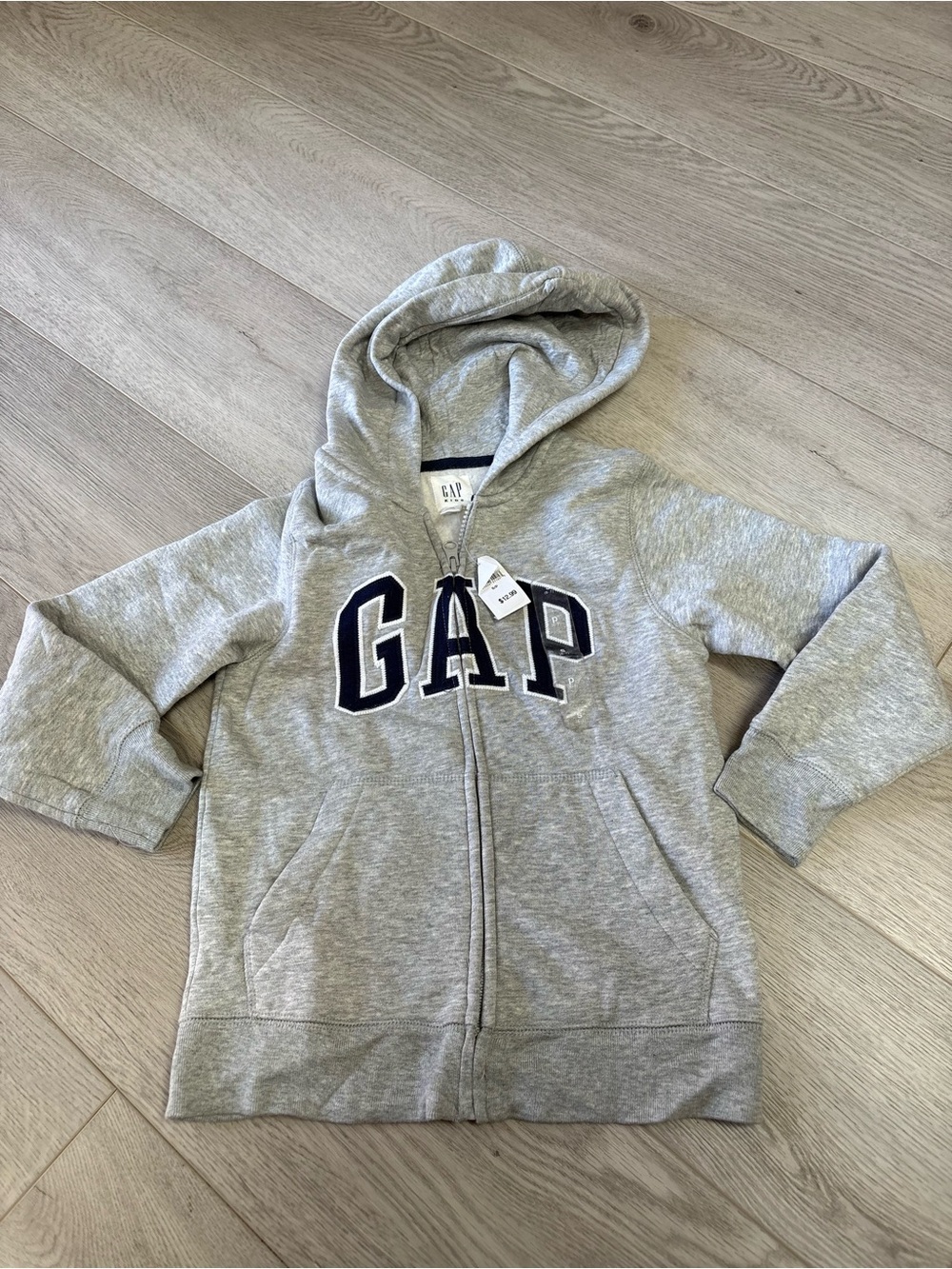 GAP Gray Full-Zip Hoodie with Navy Logo